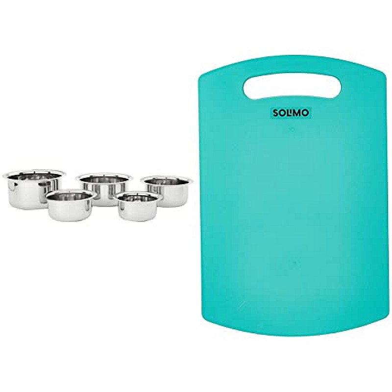 Amazon Brand Solimo Stainless Steel Tope Set (5 pieces, 420 ml , 550 ml, 840 ml, 1150 ml and 1550 ml