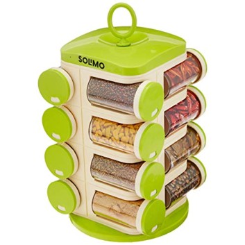 Amazon Brand Solimo Revolving Plastic Spice Rack Set (16 Pieces, Silver, Tiered Shelf) Amazon Brand Solimo Revolving Plastic Spice Rack Set (16 Pieces, Silver, Tiered Shelf)