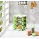 Amazon Brand Solimo Revolving Plastic Spice Rack Set (16 Pieces, Silver, Tiered Shelf)