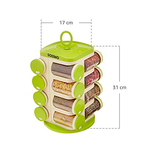 Amazon Brand Solimo Revolving Plastic Spice Rack Set (16 Pieces, Silver, Tiered Shelf) Amazon Brand Solimo Revolving Plastic Spice Rack Set (16 Pieces, Silver, Tiered Shelf)