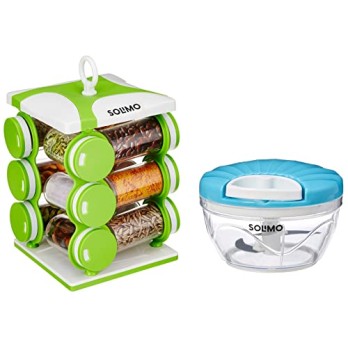 Amazon Brand Solimo Revolving Plastic Spice Rack Set (16 Pieces, Silver, Tiered Shelf) Amazon Brand Solimo Revolving Plastic Spice Rack Set (16 Pieces, Silver, Tiered Shelf)