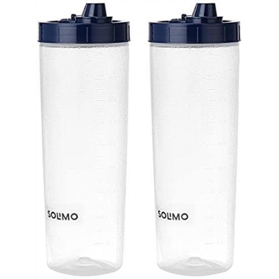 Amazon Brand - Solimo Plastic Oil Dispenser, Set Of 2 (1 L Each), Dark Blue, 1 liter
