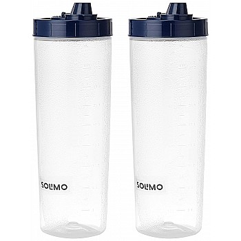 Amazon Brand - Solimo Plastic Oil Dispenser, Set Of 2 (1 L Each), Dark Blue, 1 liter