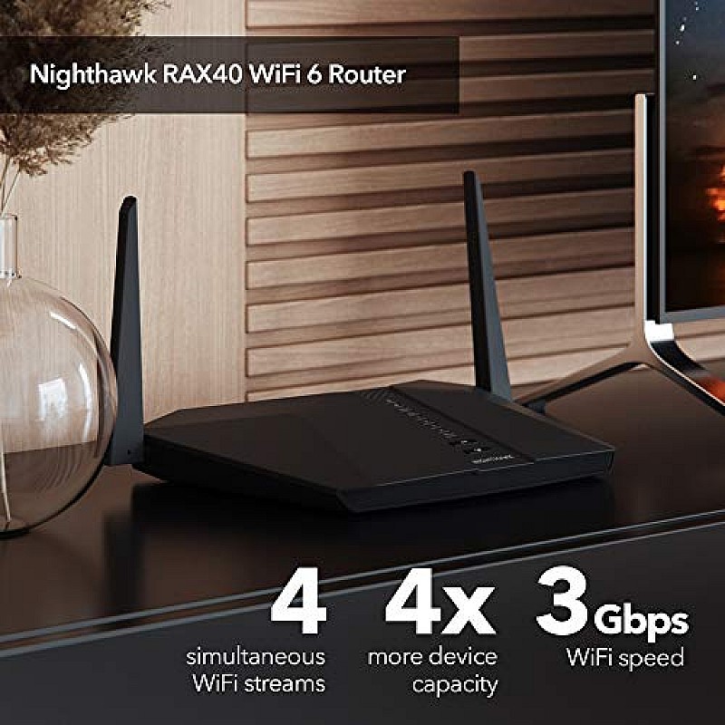 NETGEAR Nighthawk AX4 4-Stream WiFi 6 Router (RAX40) - AX3000 Wireless Speed (up to 3Gbps)