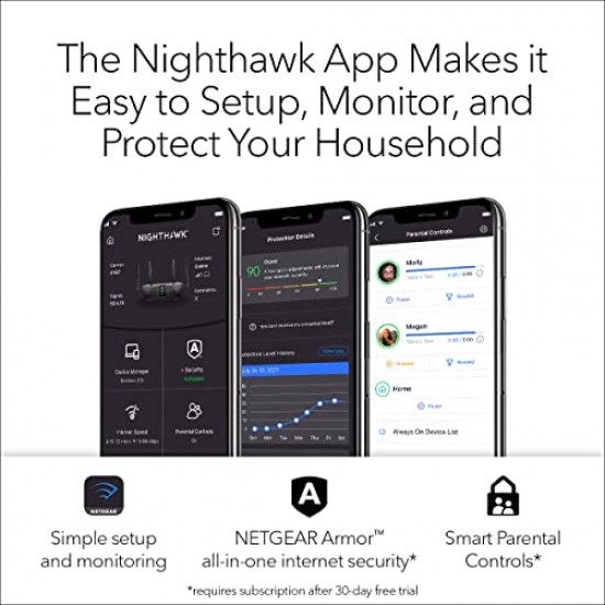NETGEAR Nighthawk AX4 4-Stream WiFi 6 Router (RAX40) - AX3000 Wireless Speed (up to 3Gbps)