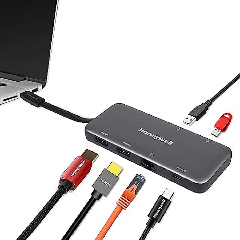 Honeywell 8-in-1 Type C Ultra Dock with 4K HDMI, VGA, RJ45 Ethernet C Devices- MacBook Laptop, PC, Thunderbolt 3