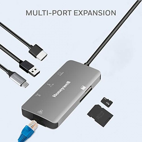 Honeywell usb3.0, HDMI, USB, Ethernet Type C 3.1 Travel Dock (Silver)