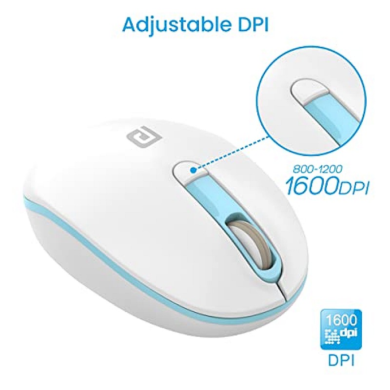 Portronics Toad 11 Wireless Mouse, 2.4 GHz Connectivity with USB Nano Dongle, Adjustable DPI Up To 1600, PC (Blue)