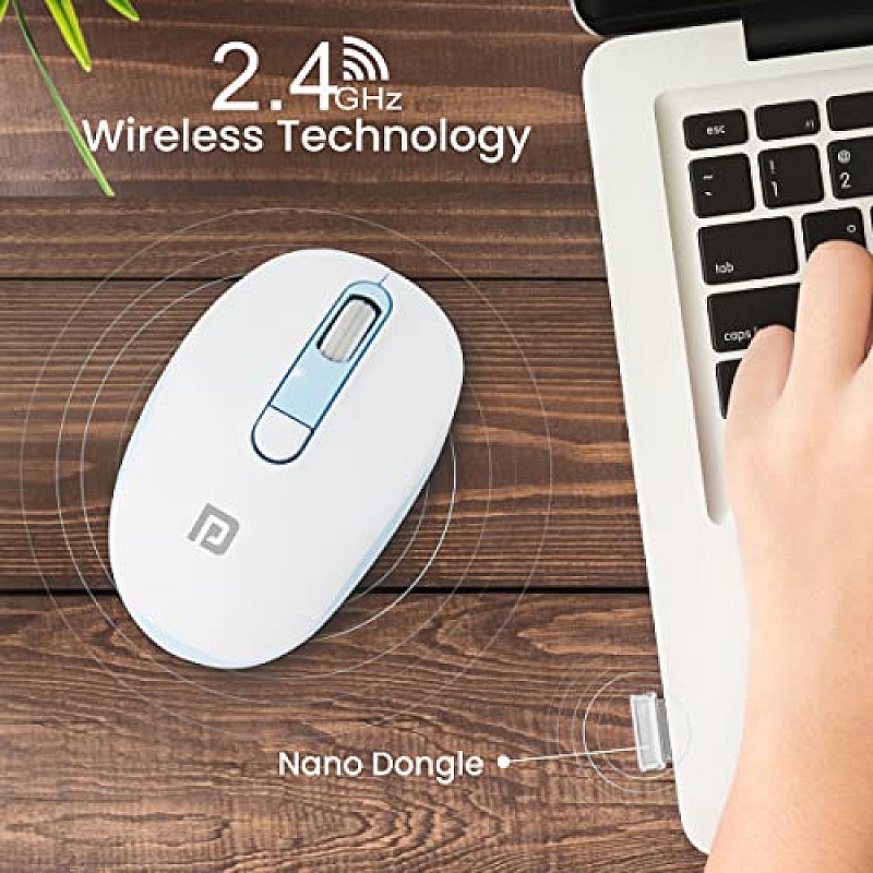 Portronics Toad 11 Wireless Mouse, 2.4 GHz Connectivity with USB Nano Dongle, Adjustable DPI Up To 1600, PC (Blue)