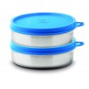 Signoraware Mini Mate Steel Container (With Plastic Lid) Set of 2, 60 ml Each, Blue