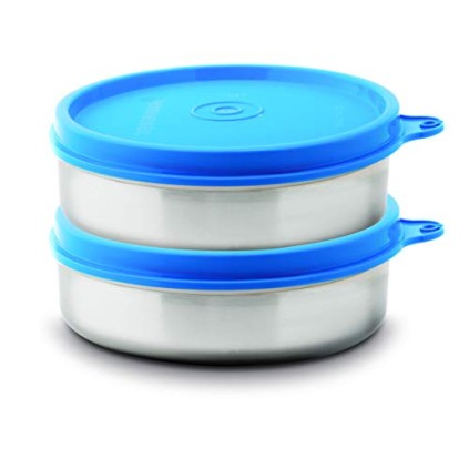 Signoraware Mini Mate Steel Container (With Plastic Lid) Set of 2, 60 ml Each, Blue Signoraware Mini Mate Steel Container (With Plastic Lid) Set of 2, 60 ml Each, Blue