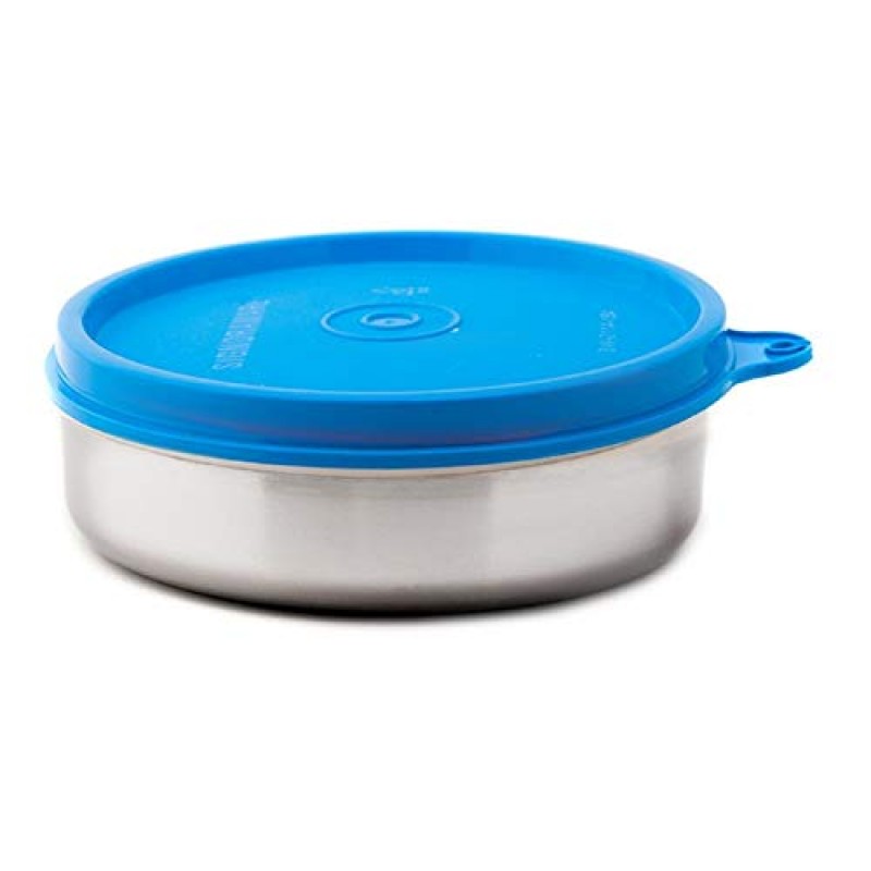 Signoraware Mini Mate Steel Container (With Plastic Lid) Set of 2, 60 ml Each, Blue