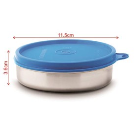 Signoraware Mini Mate Steel Container (With Plastic Lid) Set of 2, 60 ml Each, Blue Signoraware Mini Mate Steel Container (With Plastic Lid) Set of 2, 60 ml Each, Blue