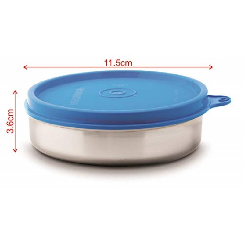 Signoraware Mini Mate Steel Container (With Plastic Lid) Set of 2, 60 ml Each, Blue