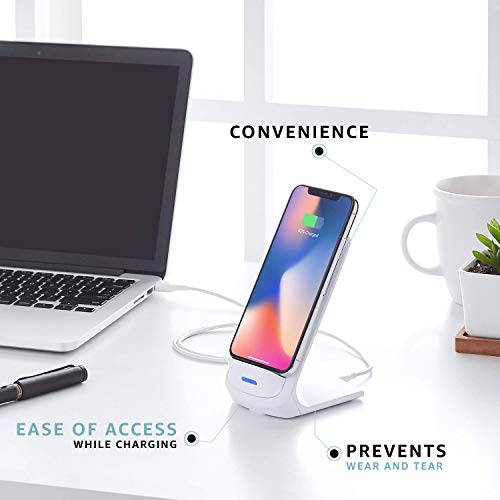 AmazonBasics 10W Qi Certified Wireless Charger Stand Compatible with White AmazonBasics 10W Qi Certified Wireless Charger Stand Compatible with White