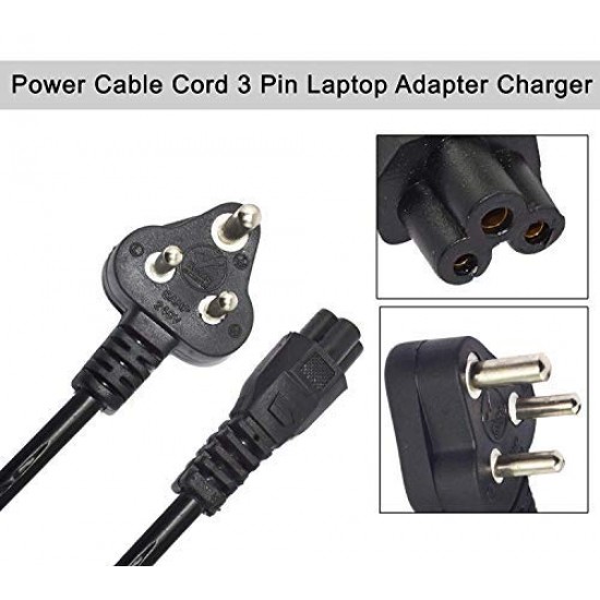 3 Pin Laptop Power Cord Cable for Charging Adapter Power Supply of Dell HP Samsung Acer ASUS & All Other Brand Laptop