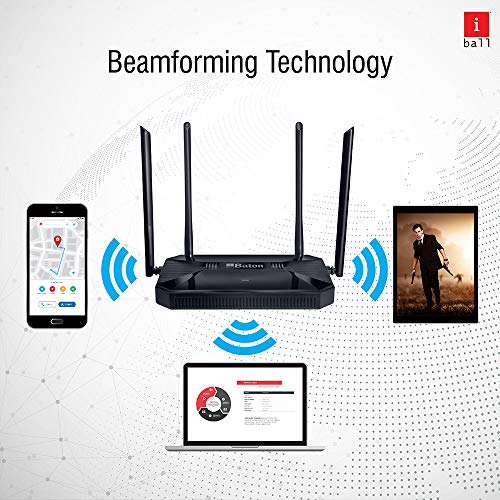 iBall Baton iB-WRD12GN, 1200M Mesh Gigabit Dual Band Wireless AC Router, (Black) iBall Baton iB-WRD12GN, 1200M Mesh Gigabit Dual Band Wireless AC Router, (Black)