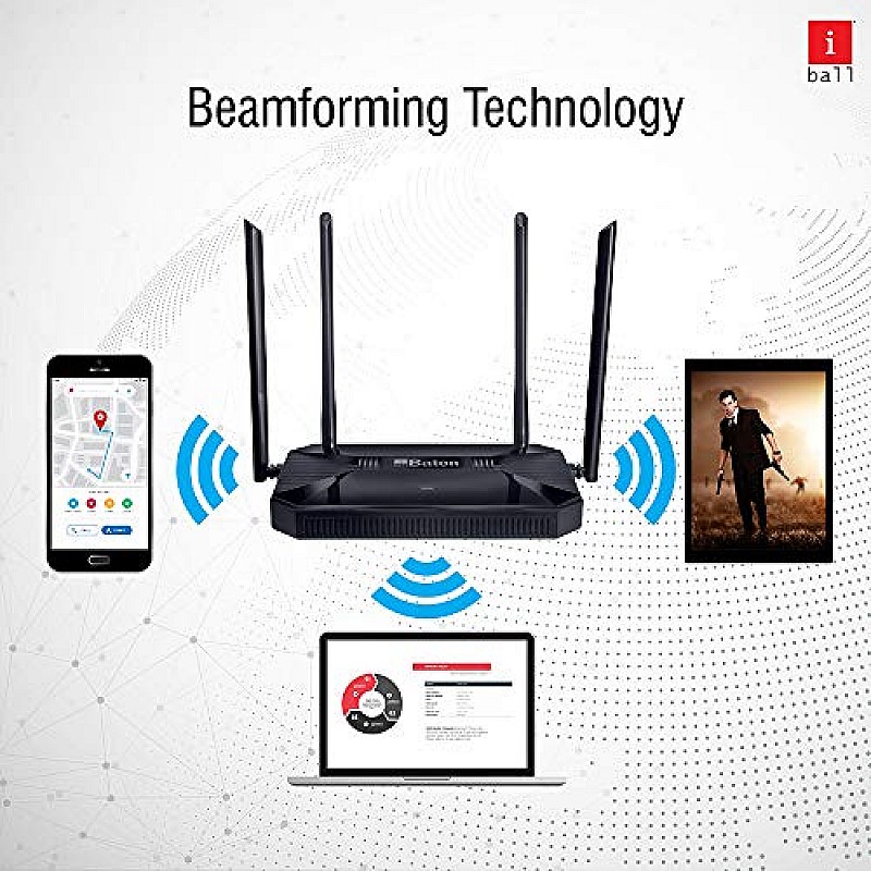 iBall Baton iB-WRD12GN, 1200M Mesh Gigabit Dual Band Wireless AC Router, (Black)