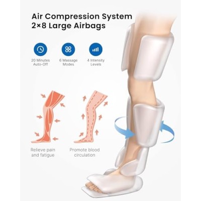 RENPHO Leg Massager, Air Compression for Circulation Calf Feet Thigh Massage, Sequential Boots Device with Handheld Controller 6 Modes 4 Intensities, Helps Swelling Pains RENPHO Leg Massager, Air Compression for Circulation Calf Feet Thigh Massage, Sequential Boots Device with Handheld Controller 6 Modes 4 Intensities, Helps Swelling Pains