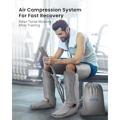 RENPHO Leg Massager, Air Compression for Circulation Calf Feet Thigh Massage, Sequential Boots Device with Handheld Controller 6 Modes 4 Intensities, Helps Swelling Pains RENPHO Leg Massager, Air Compression for Circulation Calf Feet Thigh Massage, Sequential Boots Device with Handheld Controller 6 Modes 4 Intensities, Helps Swelling Pains