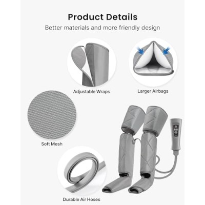RENPHO Leg Massager, Air Compression for Circulation Calf Feet Thigh Massage, Sequential Boots Device with Handheld Controller 6 Modes 4 Intensities, Helps Swelling Pains RENPHO Leg Massager, Air Compression for Circulation Calf Feet Thigh Massage, Sequential Boots Device with Handheld Controller 6 Modes 4 Intensities, Helps Swelling Pains