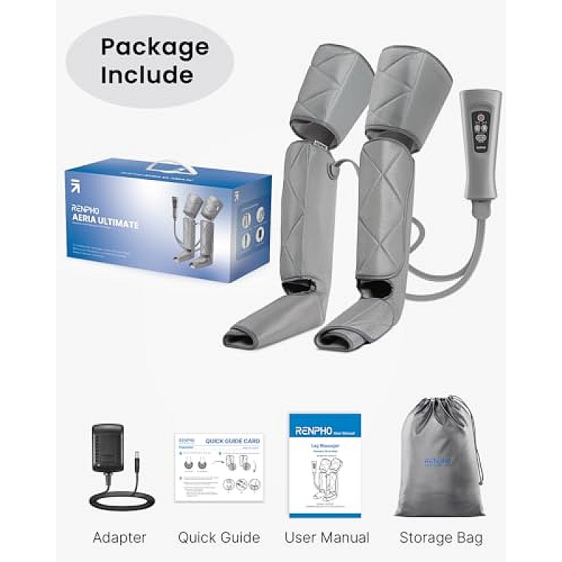 RENPHO Leg Massager, Air Compression for Circulation Calf Feet Thigh Massage, Sequential Boots Device with Handheld Controller 6 Modes 4 Intensities, Helps Swelling Pains