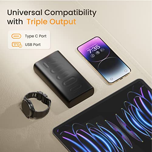 Ambrane 20000mAh Power Bank with 20W Fast Charging, Triple Output, Power Deliver Made in India Black Ambrane 20000mAh Power Bank with 20W Fast Charging, Triple Output, Power Deliver Made in India Black