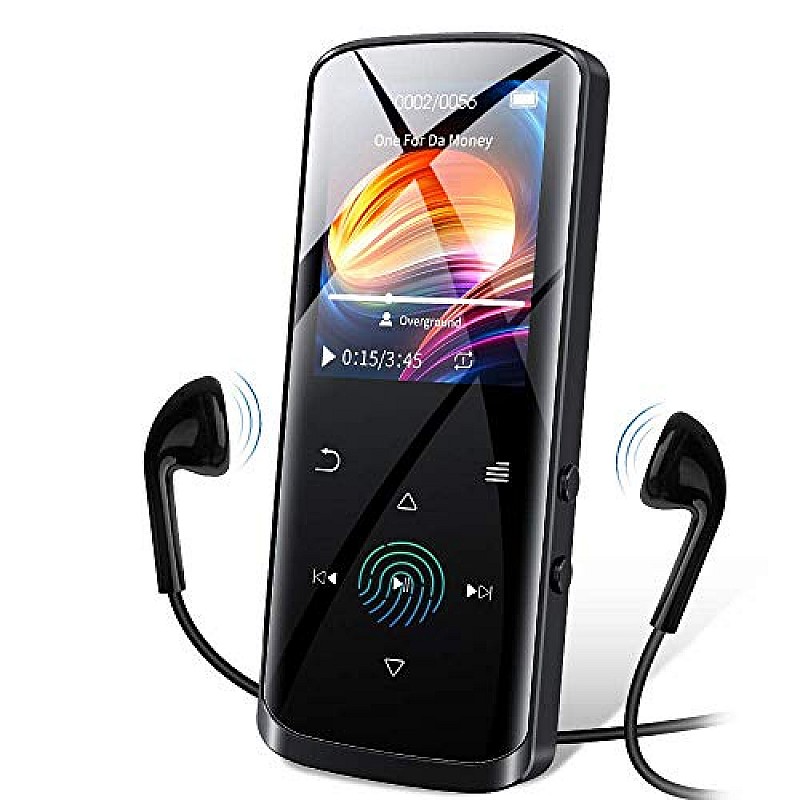 RUIZU D50 8GB MP3 Player Bluetooth 5.0, HiFi Lossless Sound Portable Music Player with Speaker FM Radio, Voice Recorder 128GB SD Card