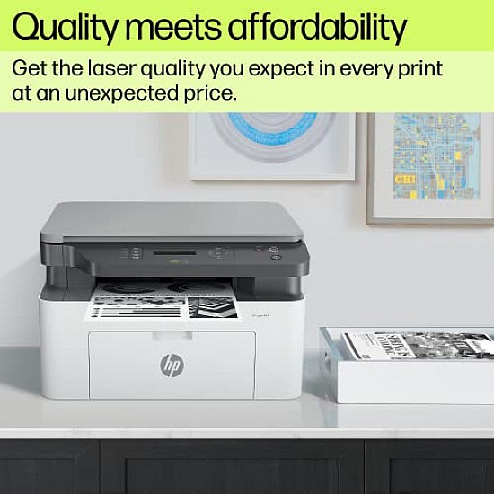 HP 136W B&W Wireless Monochrome Laser Printers with Wi-Fi Direct: Print, Copy, Scan, Perfect for Offices, Compact, Multifunction, White Refurbished