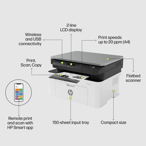HP 136W B&W Wireless Monochrome Laser Printers with Wi-Fi Direct: Print, Copy, Scan, Perfect for Offices, Compact, Multifunction, White Refurbished HP 136W B&W Wireless Monochrome Laser Printers with Wi-Fi Direct: Print, Copy, Scan, Perfect for Offices, Compact, Multifunction, White Refurbished