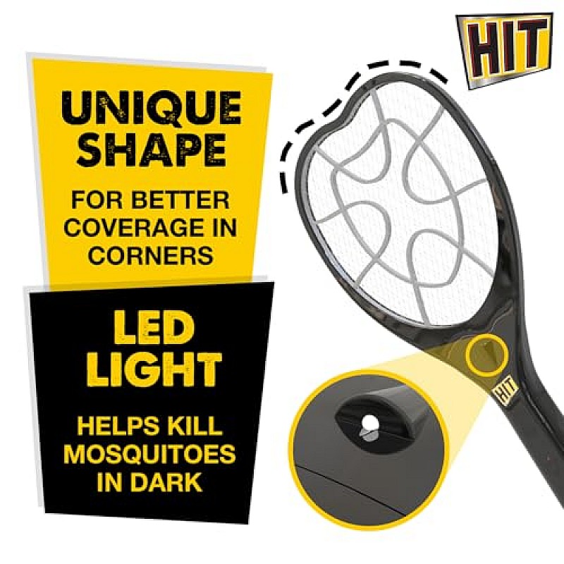 HIT Anti Mosquito Racquet | 6 months Warranty | Rechargeable Mosquito Killer Bat with LED Light | Charge Before Use