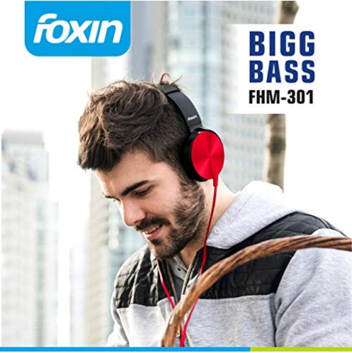 Foxin FHM-301 Over-Ear Wired Stereo Headphone (Red)