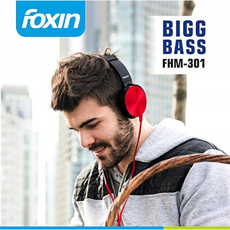 Foxin FHM-301 Over-Ear Wired Stereo Headphone (Red)