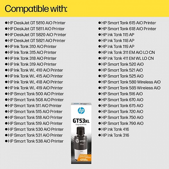 HP GT53XL 135-ml Black Original Ink Bottle