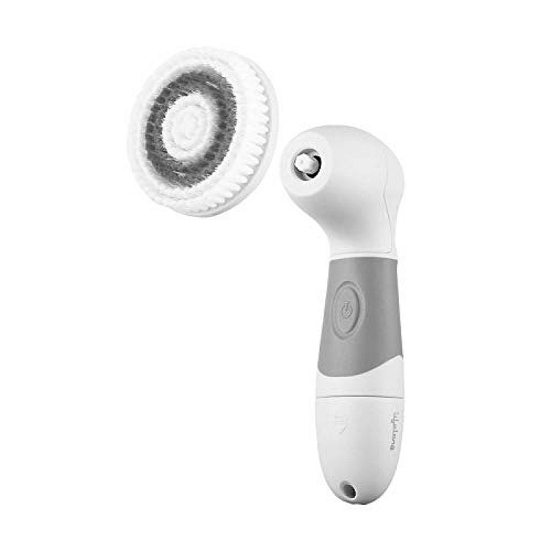 Lifelong LLM621 Electric Portable Face Cleanser and Massager Brush with 4 Brush Heads for Deep Cleansing Grey