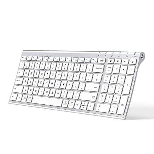 iClever BK10 Bluetooth Keyboard, Multi Device Wireless Keyboard Rechargeable Bluetooth 5.1 Stable Connection White iClever BK10 Bluetooth Keyboard, Multi Device Wireless Keyboard Rechargeable Bluetooth 5.1 Stable Connection White