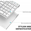 iClever BK10 Bluetooth Keyboard, Multi Device Wireless Keyboard Rechargeable Bluetooth 5.1 Stable Connection White