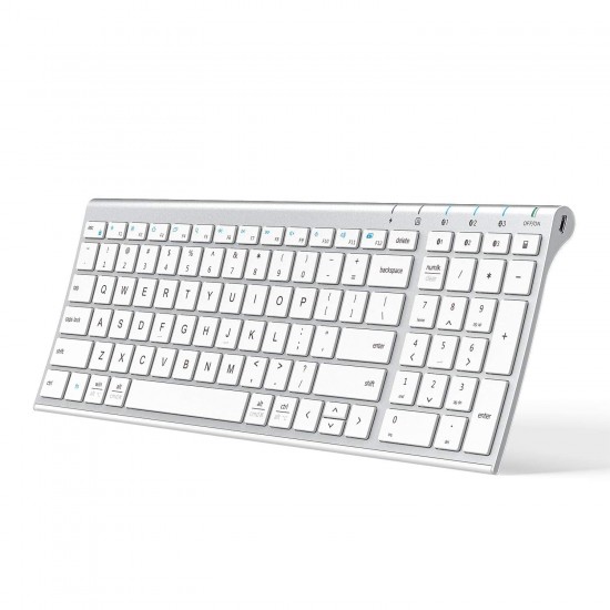 iClever BK10 Bluetooth Keyboard, Multi Device Wireless Keyboard Rechargeable Bluetooth 5.1 Stable Connection 