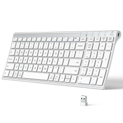 iClever Wireless Keyboard With Number Pad Rechargeable Keyboard White