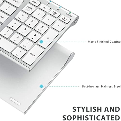 iClever Wireless Keyboard With Number Pad Rechargeable Keyboard White iClever Wireless Keyboard With Number Pad Rechargeable Keyboard White