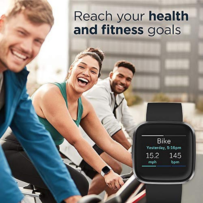 Fitbit FB507BKBK Versa 2 Health Fitness Smartwatch with Heart Rate, Music, Alexa Built-in (Black)