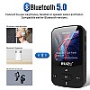 RUIZU X52 16GB Clip Mp3 Player with Bluetooth 5.0 16GB Lossless Sound Music Player with FM Radio to 128GB(Black)