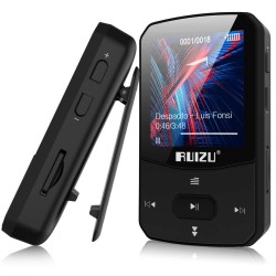 RUIZU X52 16GB Clip Mp3 Player with Bluetooth 5.0 16GB Lossless Sound Music Player with FM Radio to 128GB(Black)