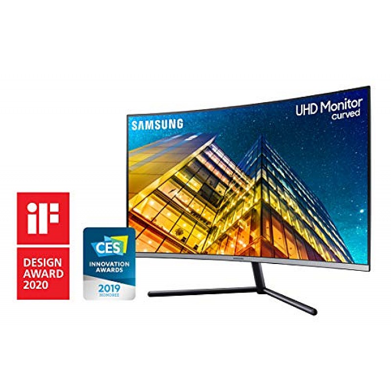 Samsung 32-inch 3840 X 2160 Pixels 4K UHD, 1500R Curved Monitor, Bezel Less Design LU32R590CWWXXL Dark Blue Gray