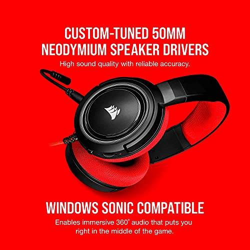 Corsair HS35 Stereo Gaming Wired Over Ear Headphones with Mic Designed for PC and Mobile (Red) Corsair HS35 Stereo Gaming Wired Over Ear Headphones with Mic Designed for PC and Mobile (Red)