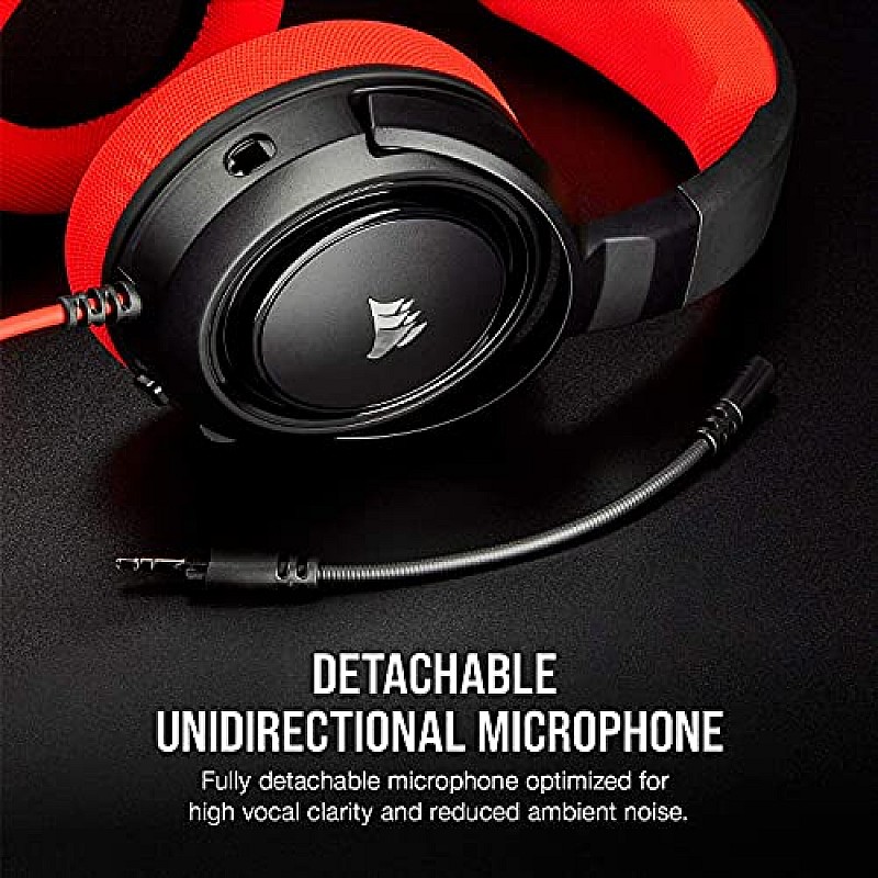 Corsair HS35 Stereo Gaming Wired Over Ear Headphones with Mic Designed for PC and Mobile (Red)