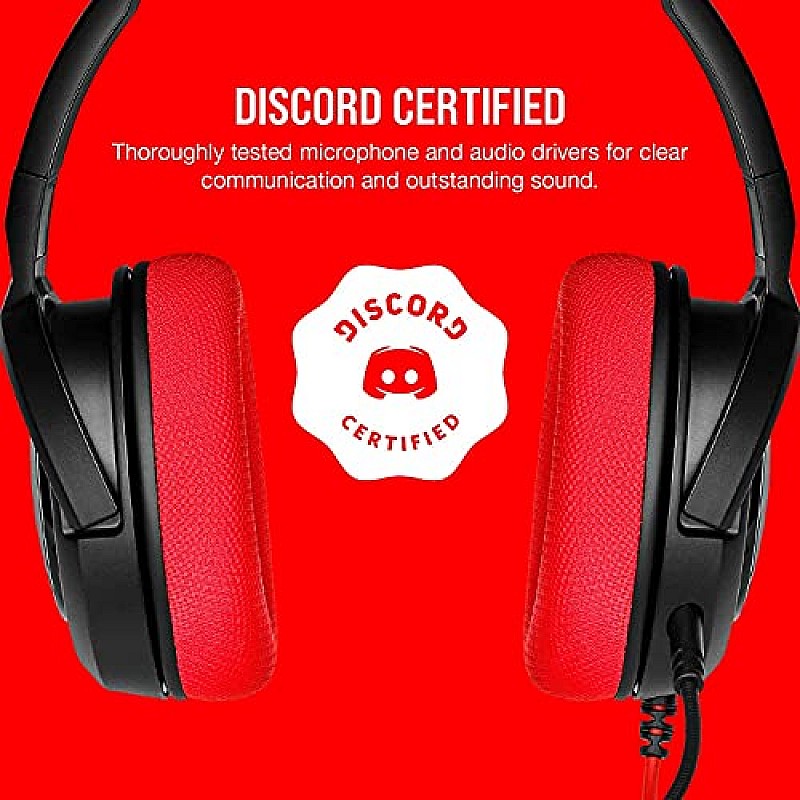 Corsair HS35 Stereo Gaming Wired Over Ear Headphones with Mic Designed for PC and Mobile (Red)