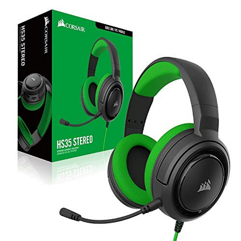 Corsair Hs35 Stereo Gaming Wired Over Ear Headphones with Mic (Green)