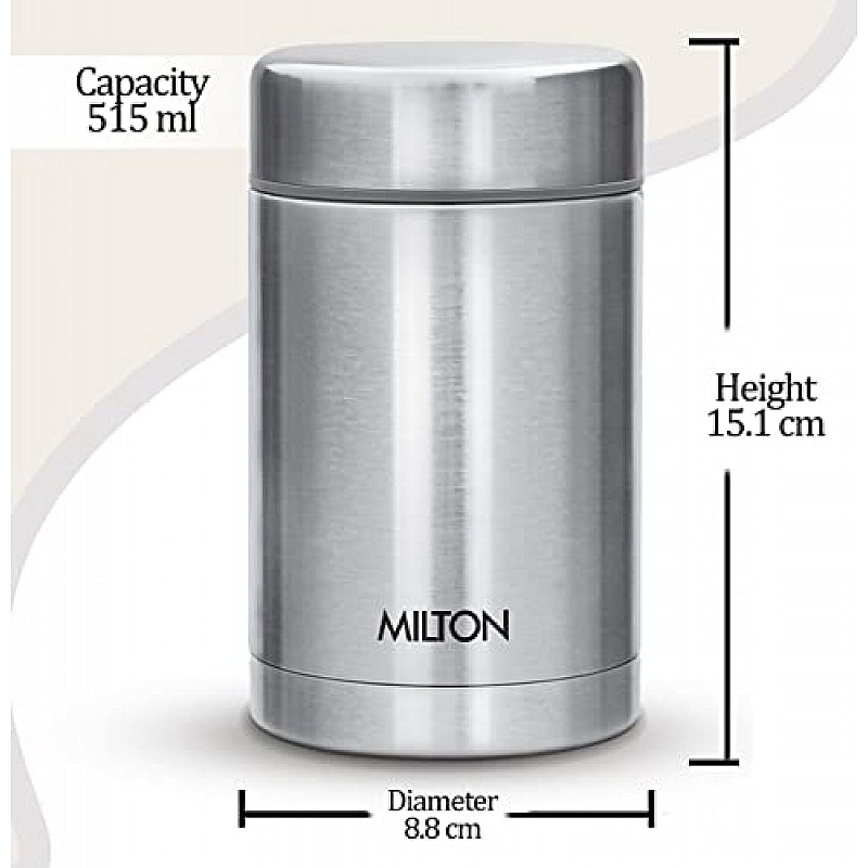 Milton Cruet 550 Thermosteel Hot and Cold Soup Flask, 515 ml, Silver