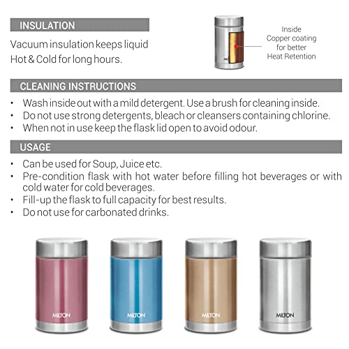 Milton Cruet 550 Thermosteel Hot and Cold Soup Flask, 515 ml, Silver Milton Cruet 550 Thermosteel Hot and Cold Soup Flask, 515 ml, Silver